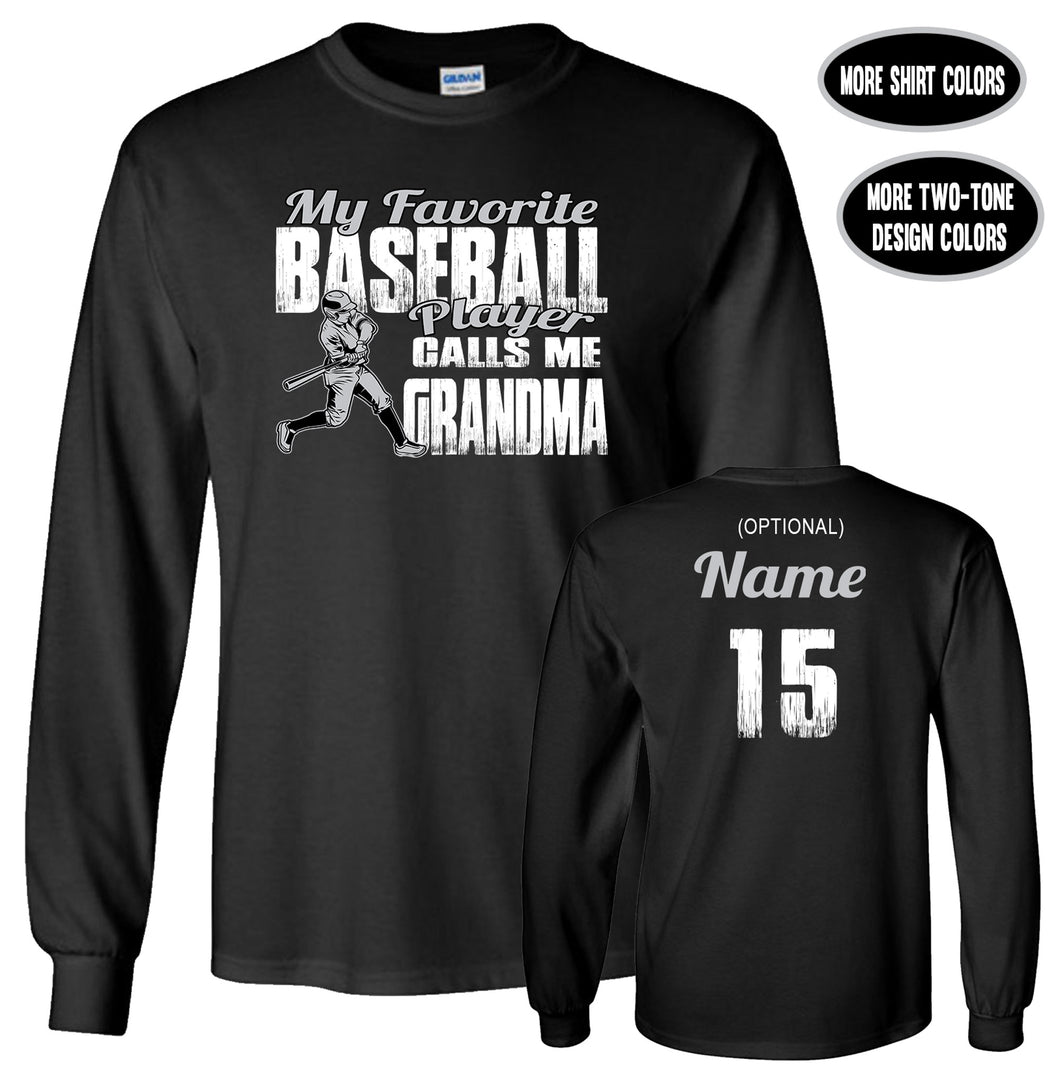 Baseball Grandma Shirt LS, My Favorite Baseball Player Calls Me Grandma