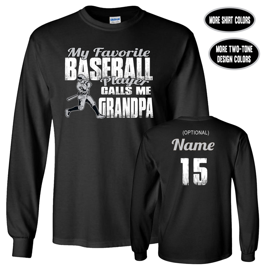Baseball Grandpa Shirt LS, My Favorite Baseball Player Calls Me Grandpa