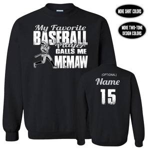 Baseball Memaw Sweatshirt, My Favorite Baseball Player Calls Me Memaw