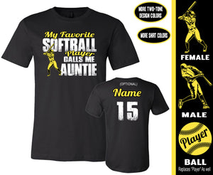 Softball Auntie Shirts | My Favorite Softball Player Calls Me Auntie