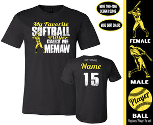 Softball Memaw T Shirts | My Favorite Softball Player Calls Me Memaw