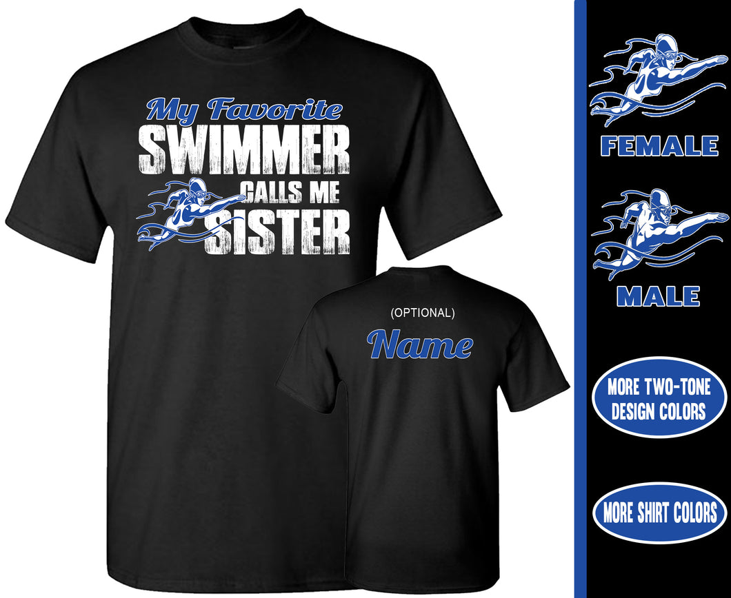Swim Sister Shirts, My Favorite Swimmer Calls Me Sister