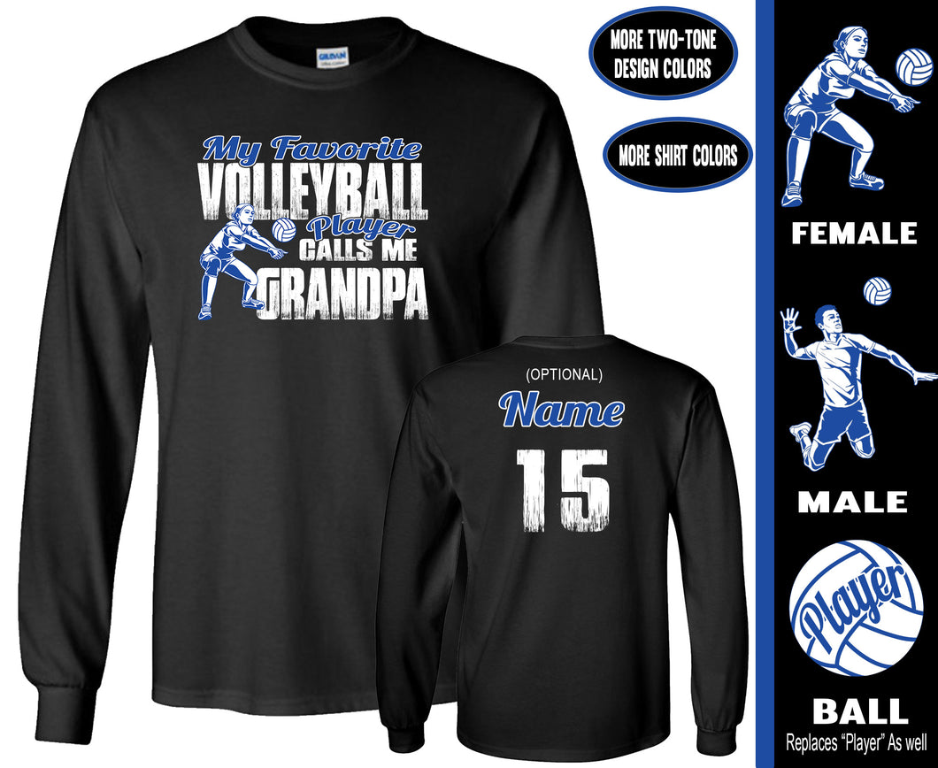 Volleyball Grandpa Shirt LS, My Favorite Volleyball Player Calls Me Grandpa