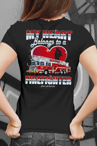 My Heart Belongs To A Firefighter Wife Shirt