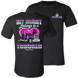 My Heart Belongs To A Trucker Wife Shirt black