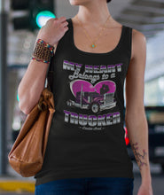 Load image into Gallery viewer, My Heart Belongs To A Trucker Wife Tank Top jersey