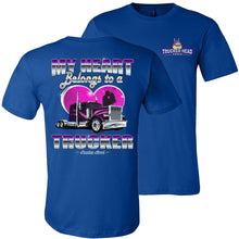 Load image into Gallery viewer, My Heart Belongs To A Trucker Wife Shirt royal