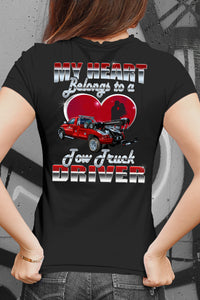 My Heart Belongs To A Tow Truck Driver Tow Truck Wife Shirts Small Tow Truck  