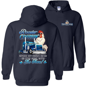 Rooster Crusin' Funny Trucker Hoodie Sweatshirt pullover navy
