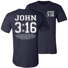 Load image into Gallery viewer, John 3:16 Bible Verse T-Shirt navy