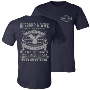 Husband & Wife Eye To Eye Heart To Heart Husband And Wife Shirts navy