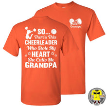 Load image into Gallery viewer, So There&#39;s This Cheerleader Who Stole My Heart She Calls Me Grandpa Cheer Grandpa Shirts orange