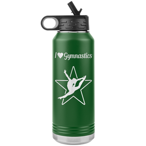 I Love Gymnastics Water Bottle Tumbler green