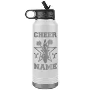 32oz Cheerleading Water Bottle Tumbler, Cheer Gifts white