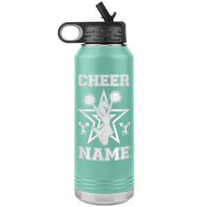 32oz Cheerleading Water Bottle Tumbler, Cheer Gifts green
