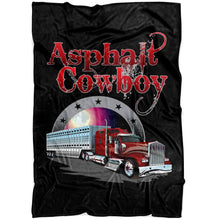 Load image into Gallery viewer, Asphalt Cowboy Trucker Fleece Throw Blanket