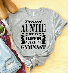 Proud Auntie Of A Flippin Awesome Gymnast Gymnastics Aunt Shirt