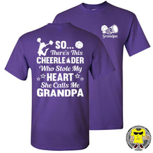 Load image into Gallery viewer, So There&#39;s This Cheerleader Who Stole My Heart She Calls Me Grandpa Cheer Grandpa Shirts purple