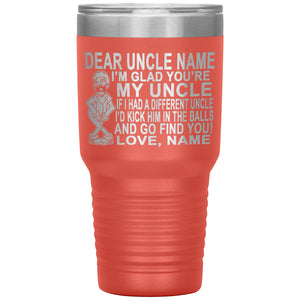 Dear Uncle I'm Glad You're My Uncle Funny Uncle Tumbler coral