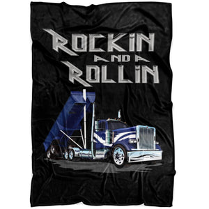 Rockin And A Rollin Trucker Fleece Throw Blanket