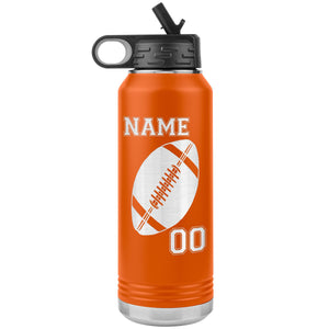 32oz. Water Bottle Tumblers Personalized Football Water Bottles orange