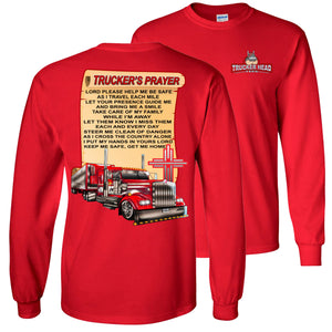Trucker's Prayer Christian Trucker Shirt LS red