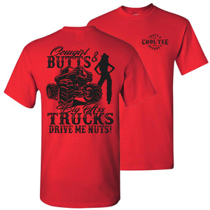 Cowgirl Butts & Big Ass Trucks Country Cowboy T Shirt red