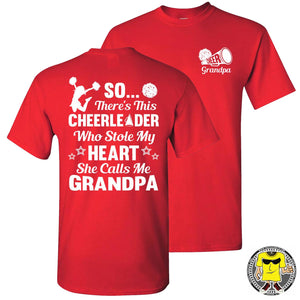 So There's This Cheerleader Who Stole My Heart She Calls Me Grandpa Cheer Grandpa Shirts red
