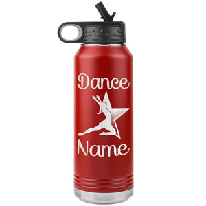 Dance Tumbler Water Bottle, Personalized Dance Gifts red