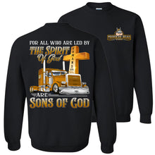 Load image into Gallery viewer, Christian Trucker Crewneck Sweatshirt, Sons Of God black