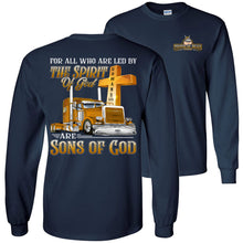 Load image into Gallery viewer, Christian Trucker Long Sleeve T-Shirt, Sons Of God navy