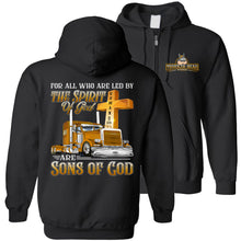 Load image into Gallery viewer, Christian Trucker Hoodie, Sons Of God black zip