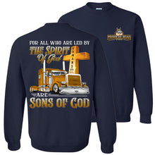 Load image into Gallery viewer, Christian Trucker Crewneck Sweatshirt, Sons Of God navy