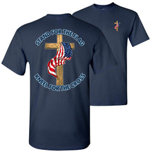 Load image into Gallery viewer, Stand For The Flag Kneel For The Cross Shirt tall navy