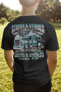 Sticks & Stones Chains & Binders Funny Flatbedder T Shirt