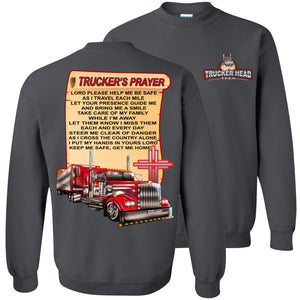 Trucker's Prayer Christian Trucker Crewneck Sweatshirt charcoal