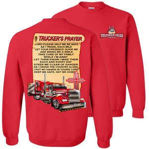 Trucker's Prayer Christian Trucker Crewneck Sweatshirt red