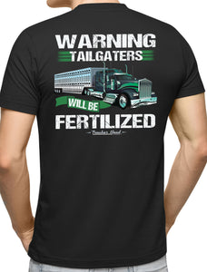 Warning Tailgaters Will Be Fertilized Funny Bull Hauler Shirts mock up