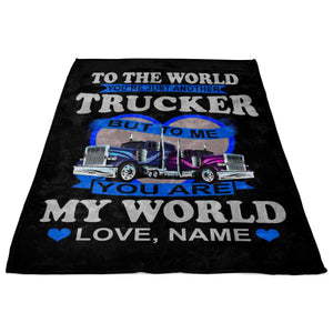 You Are My World Trucker Fleece Throw Blanket 3