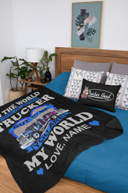 You Are My World Trucker Fleece Throw Blanket