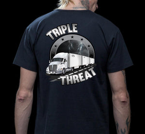 Triple Threat LTL Truck Driver T-Shirt mock up