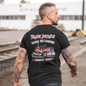 Truck Driver Social Distancing Since Year Funny Trucker Shirt mock up