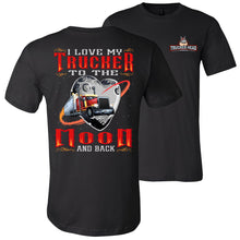 Load image into Gallery viewer, I Love My Trucker To The Moon And Back Trucker Girlfriend Wife T-Shirt unisex crew