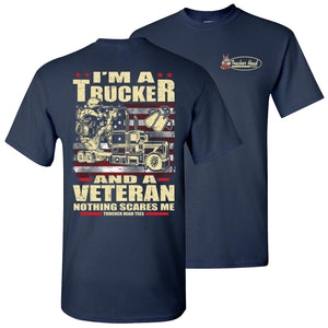 Nothing Scares Me Trucker Veteran T Shirt navy