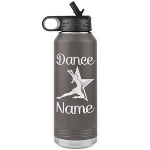 Dance Tumbler Water Bottle, Personalized Dance Gifts pewter