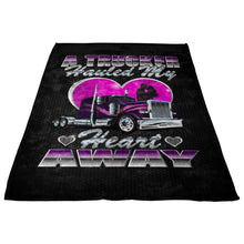 Load image into Gallery viewer, A Trucker Hauled My Heart away Trucker Wife or Girlfriend Fleece Throw Blanket 6