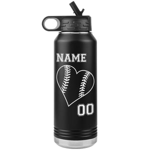 32oz Tumbler Softball Water Bottle Or Baseball Water Bottle black