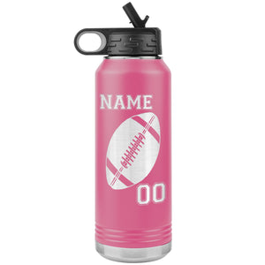 32oz. Water Bottle Tumblers Personalized Football Water Bottles pink