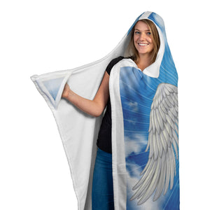 Psalms 91:4 NLT Angel Wings Christian Hooded Blanket 3