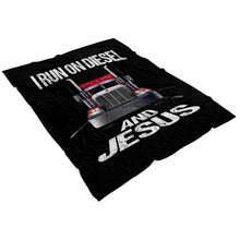 Load image into Gallery viewer, I Run On Diesel And Jesus Trucker Fleece Throw Blanket 4